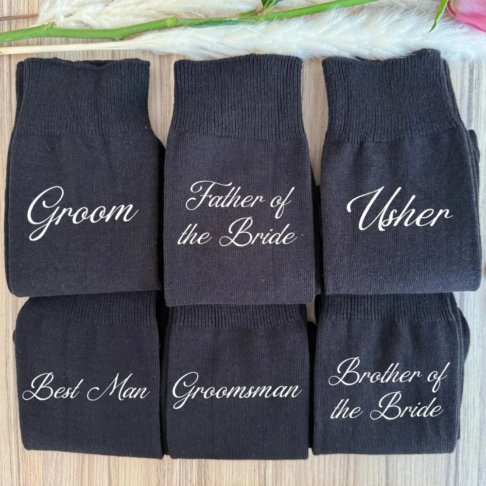 Calcetines para fiesta de boda, regalo para padrinos de boda, regalo para el día de la boda, recuerdo para despedida de soltero, suministros de decoración para boda