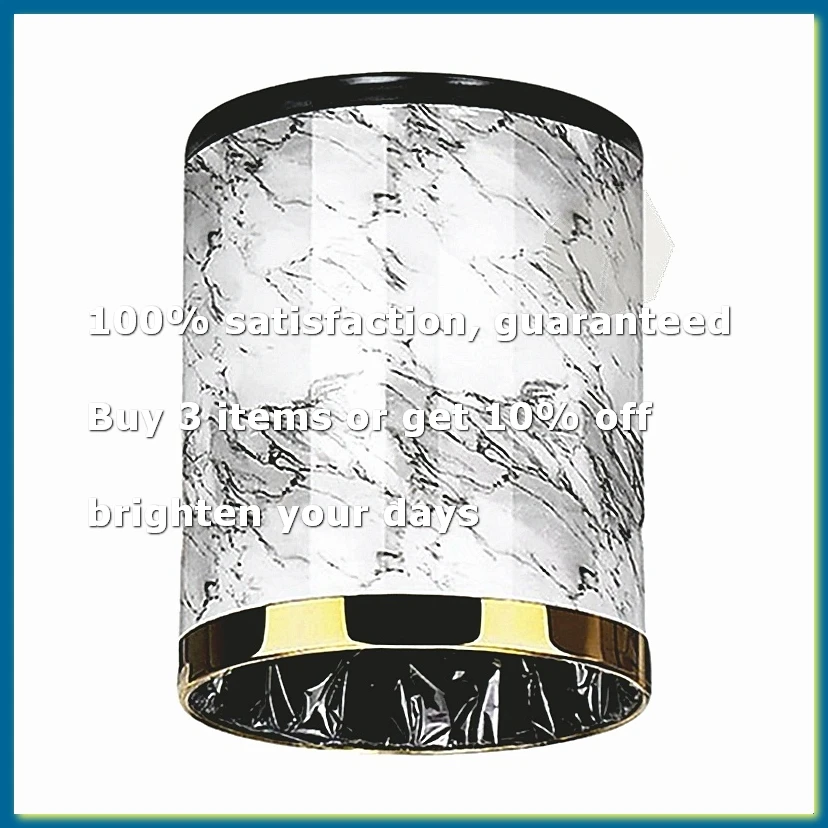 ●Trash Can,Marble Pattern 10L Trash Can Bin Buckets Diameter Waste Bins Living Room Bathroom Kitchen Dustbin Trash Bin-ABFB