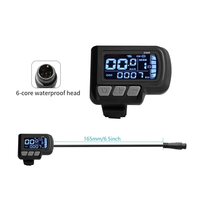 LCD-EN06 Electric Bike LCD Display Meter Dashboard Panel With USB 24V 36V 48V For Mountain Bike Electric Scooter 6Pin