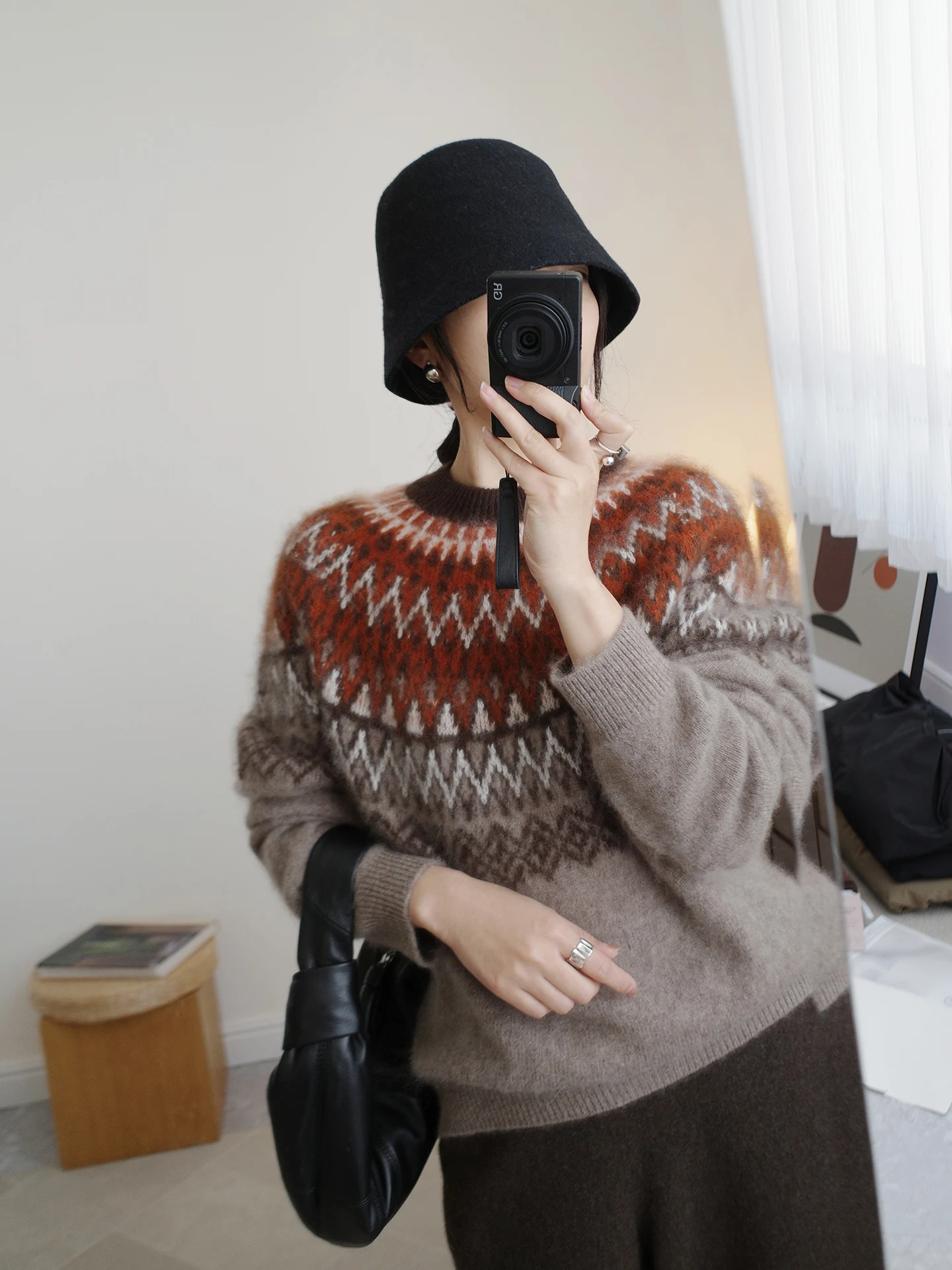 

Женский свитер в стиле ретро с узором Fair Isle, мягкий, из 100% мериносовой шерсти, с круглым вырезом, базовый слой, внутренняя одежда, пуловер с длинными рукавами