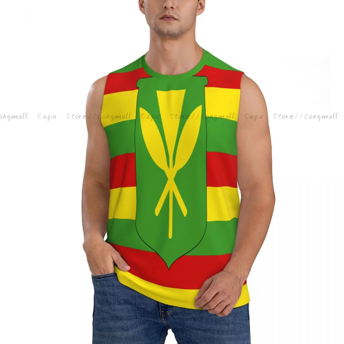 

Майка для бега с флагом Канага Маоли, мужской летний спортивный жилет для спортзала, быстросохнущий повседневный тренировочный мужской рубашка для фитнеса, бодибилдинга, топы