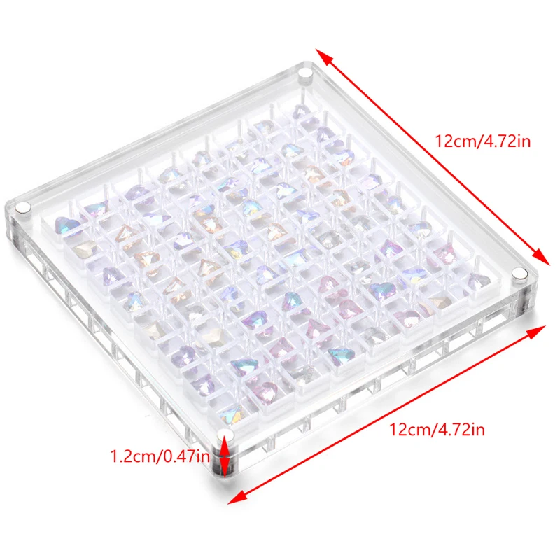 36/64/100 Grids Acrylic Nail Art Rhinestone Storage Box Magnetic Oraganizar Box Nail Charms Jewelry Holder Salon Home Decoration