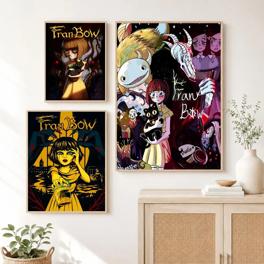 Gaming F-Fran Bow Poster Self Adhesive Wall Art Decor for Bedroom Living Room Office Home Halloween Gift