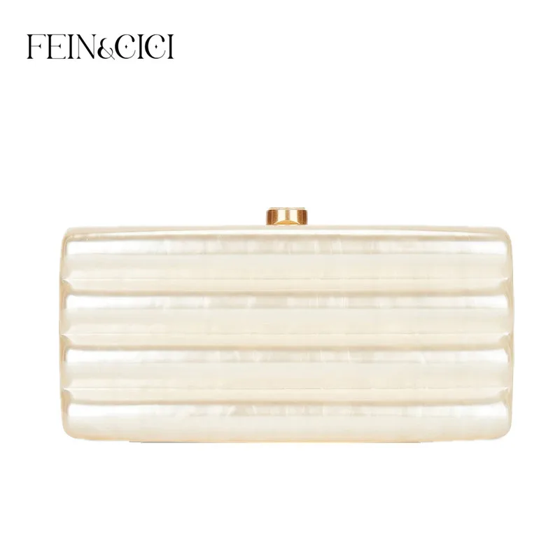 

Women Acrylic Box Evening Clutch Bags For Wedding Party Luxury pearl ivory black pink Purses Designer Handbags High Quality