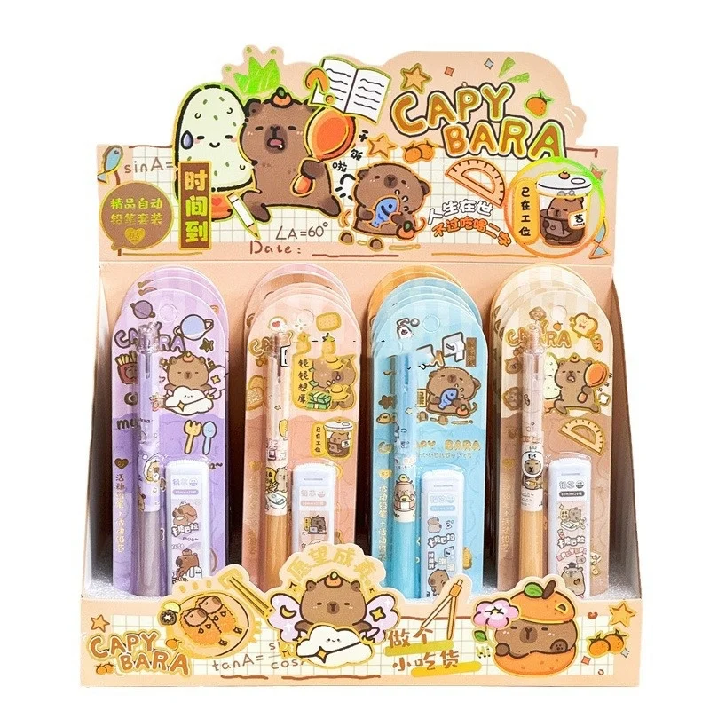 24 set/lot Kawaii Capybara Mechanical Pencil Cute 0.5mm Drawing Writing Automatic Pen School Office Supplies