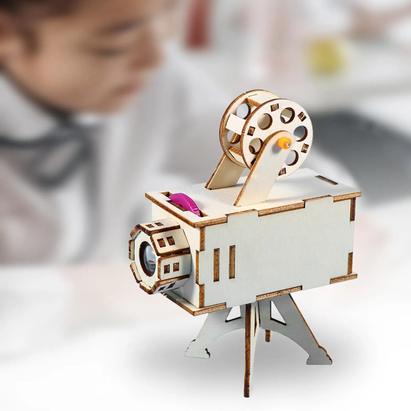 Kits de construcción de madera para niños, proyector, juguete de experimento, ensamblaje, rompecabezas 3D