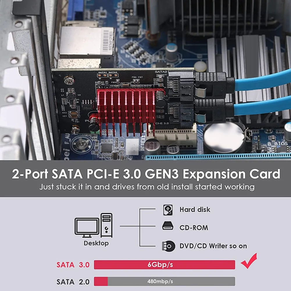 PCIe إلى 2 منافذ SATA 3 III 3.0 6 Gbps SSD محول PCI-E PCI Express X1 لوحة تحكم بطاقة توسيع دعم X4 X6