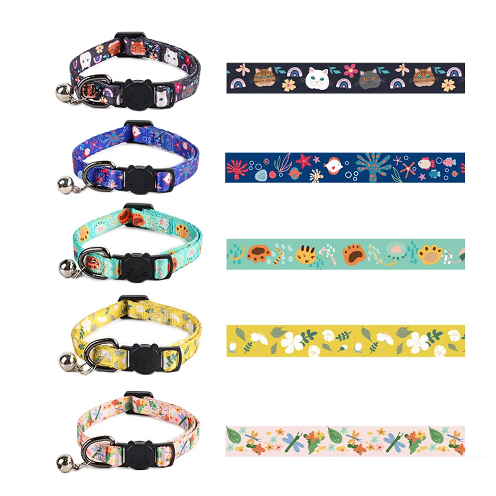 Cat Collar Adjustable with bells Ins Design Comfortable Safety Buckle Anti-choking fashion Ethnic Jacquard Cat Pet Supplies