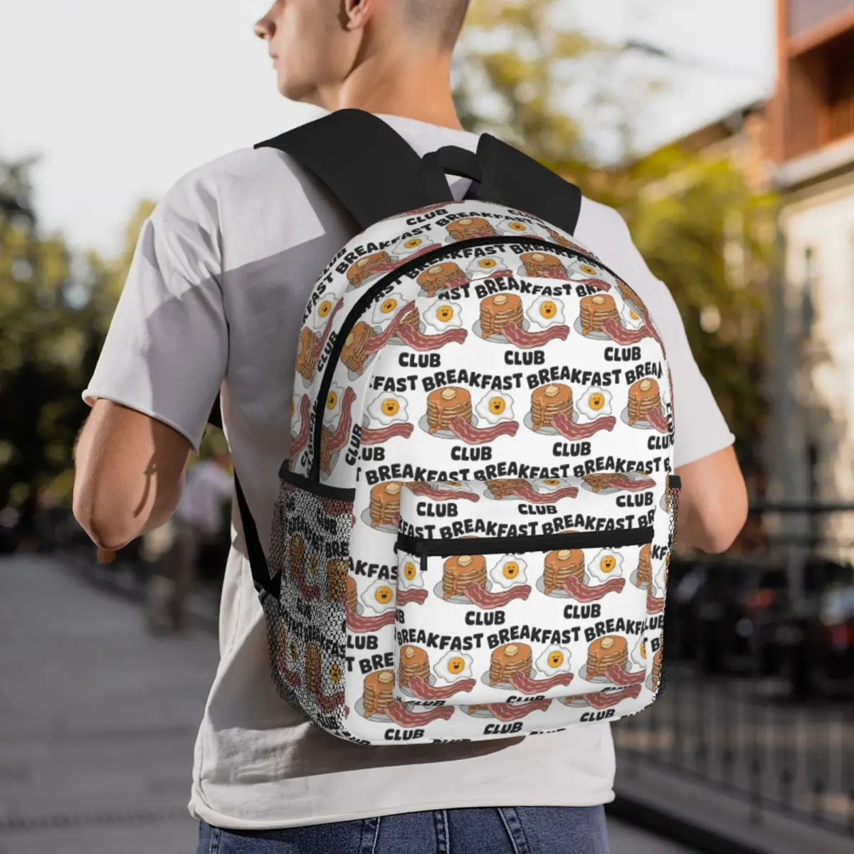 Breakfast Club Pancakes Bacon And Egg Design Backpack Student BookBag Kids School Bag Computer Shoulder Bags for Boys Girls