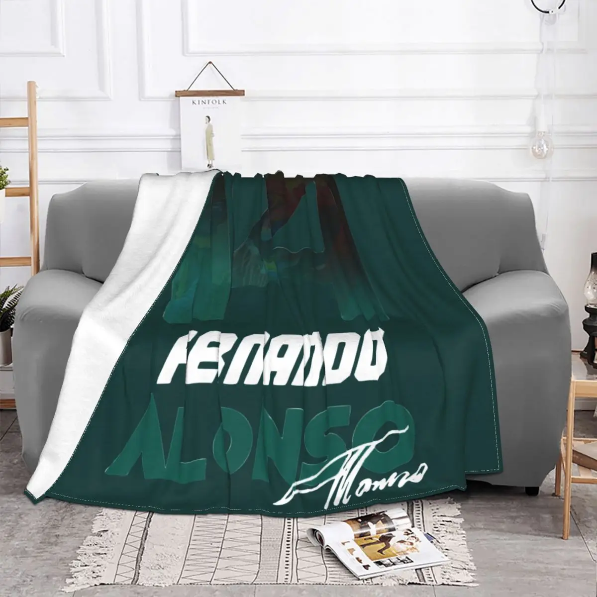 Aston Martin Fernando Alonso 14 Blanket Formula One Racing Fleece Flannel Cute Thin Throw Blankets For bed Plush Thin Quilt