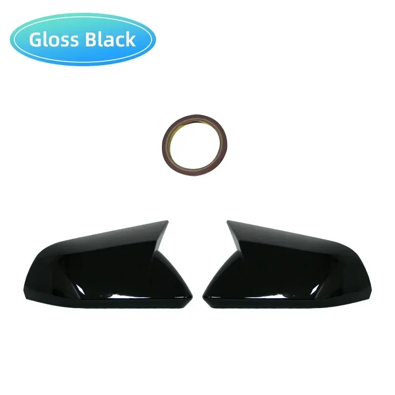 1 Pair Glossy Black Carbon Fiber Color Rearview Side Mirror Cover Caps for Ford Mustang 2015-2022 Auto Exterior Accessories