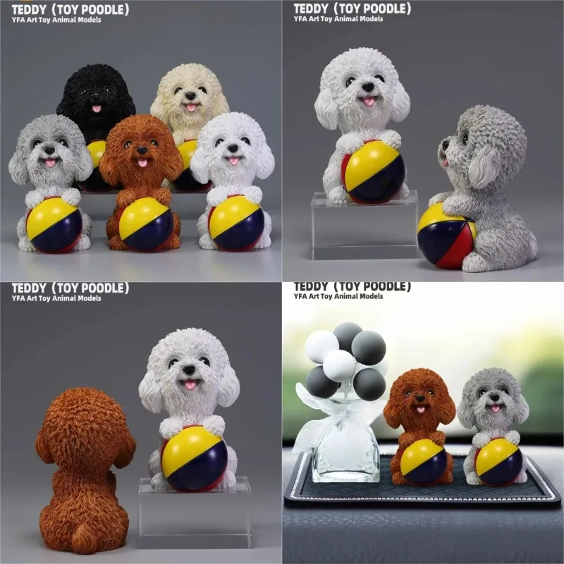 

YFA Resin Cute Puppy Model Teddy Dog Statue Adorable Poodle Figurine Cute Car Dashboard Decor Pet Lovers Puppy Model