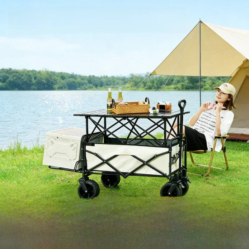 outdoor-camping-picnic-wagon-foldable-egg-roll-tabletop-cart-stall-for-mountain-scenery-simple-style-brake-function-eva