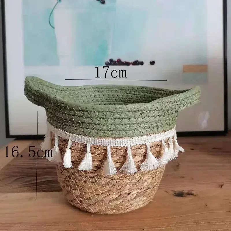 Natural Seagrass Wicker Planter Basket Toy Storage Basket Home Decoration Basket Sundries Organizer for Garden Storage Bin