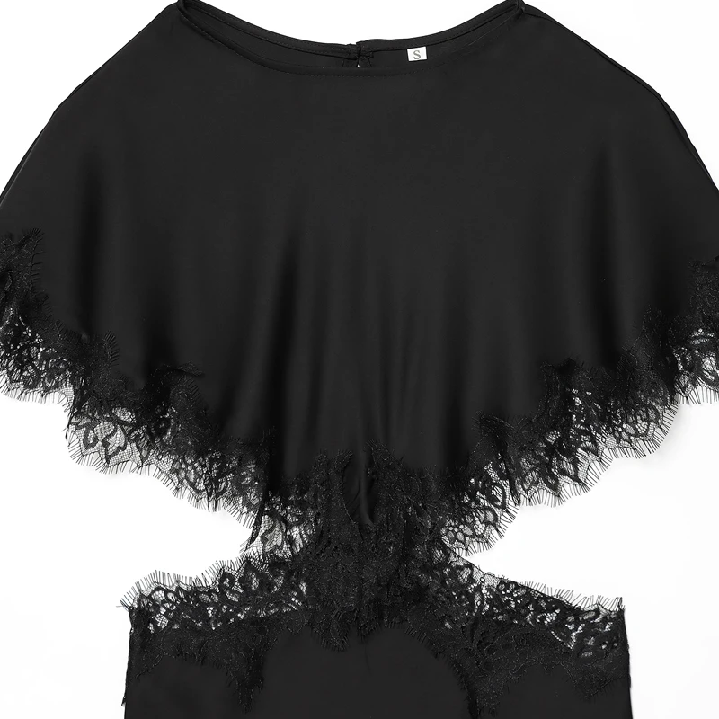 HXAO 2025 Vrouwen Kant Asymmetrische Jurk Sexy Mini Satijn Batwing Mouw Jurk Luxe vrouwen Elegante Feestjurk Hol vestido