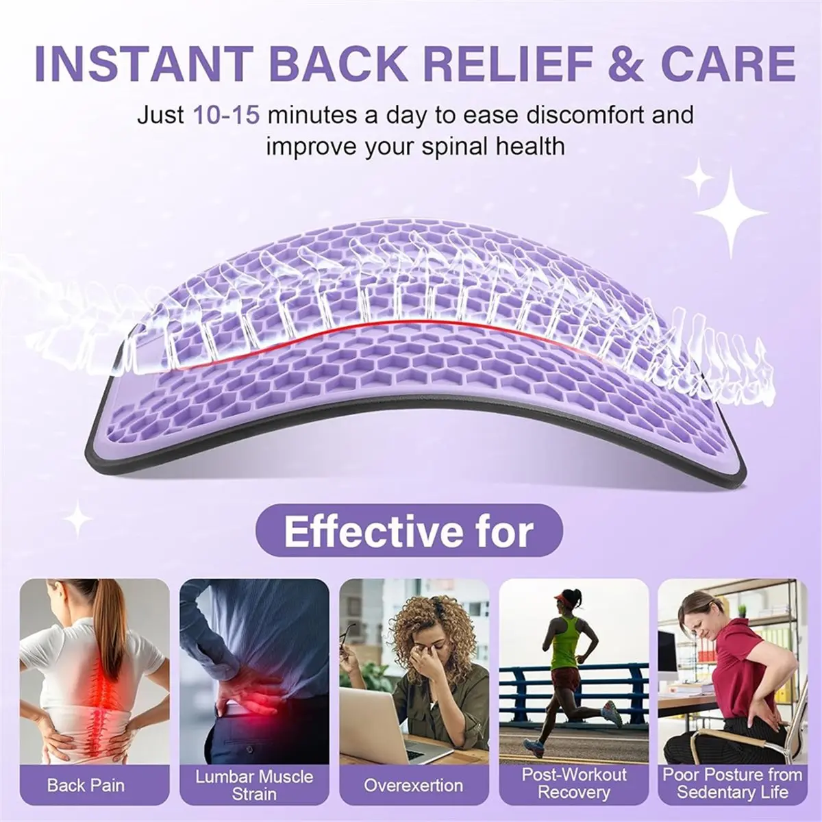 [NEW] Adjustable Lumbar Support Plate Ultra Wide Back Stretcher for Relieving Lower Back Pain and Reducing Spinal Pressure A