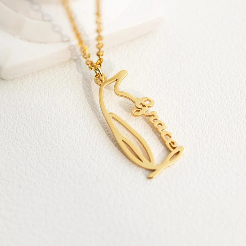 

Personalized Name Penguin Necklace Gold Plated Stainless Steel Custom Customized Items Necklace Birthday Jewelry Gifts