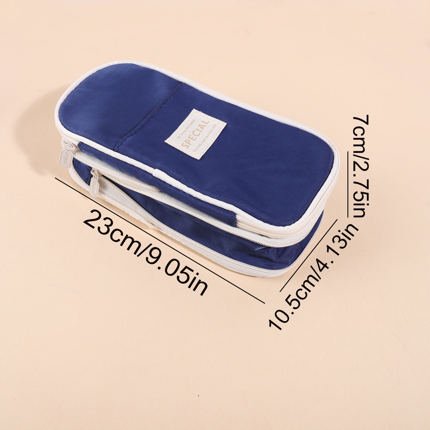 Canvas Pencil Case, Pencil Pouch, Foldable Double-zipper Stationery Box, Multi-layer Storage, School And Office Supplies