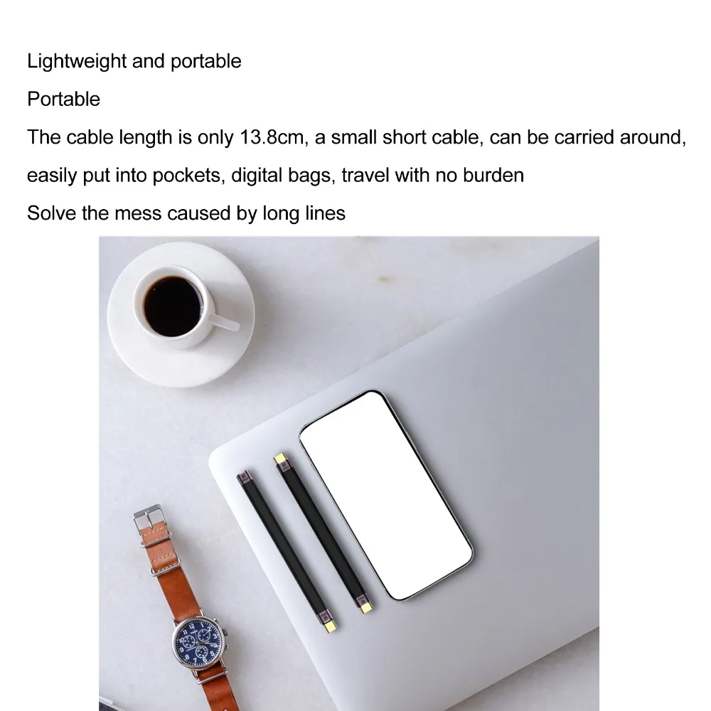 Soft 40Gbps 8K Short USB C Cable Dual Head FPC 13.8cm Fast Charging Cable PD 100W Type C Male to Type C Female Tablets