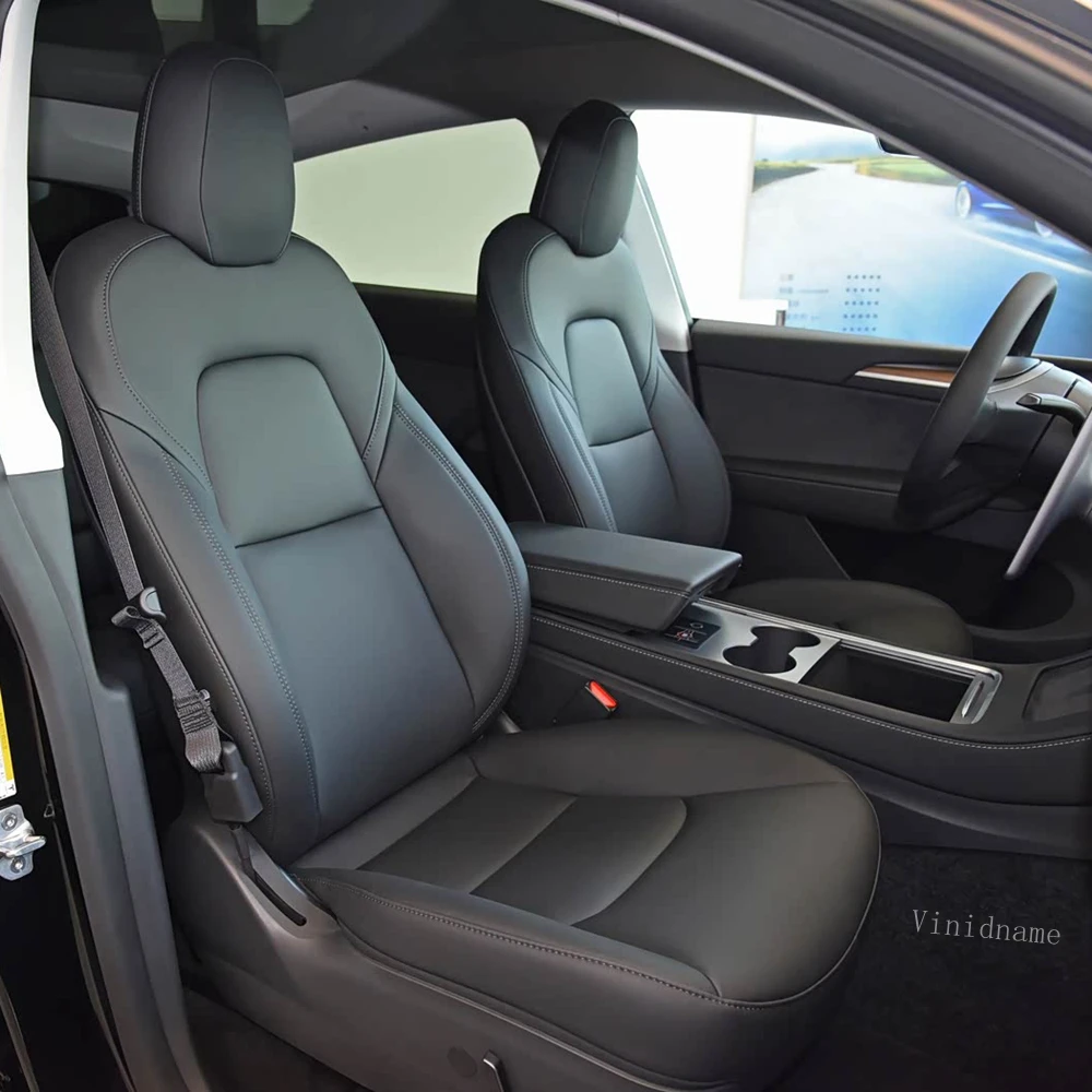 Picture 7: For Tesla Model Y 2020 2021 2022 2023 2024 2025 PU Leather Custom Car Seat Covers Full Set Interior Protector Accessories