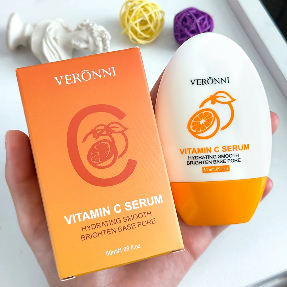 Crème de base hydratante pour le visage à base de vitamine C pour raffermir le maquillage, longue tenue, améliorer la texture du visage, pores invisibles