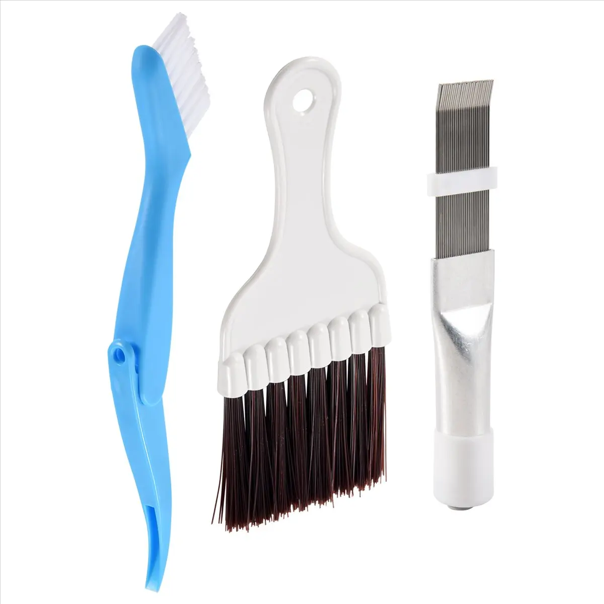 HITL 3Pcs Air Conditioner Manual Cleaning Tool Stainless Steel Fin Comb Radiator Air Conditioner Condenser Cleaning Brush