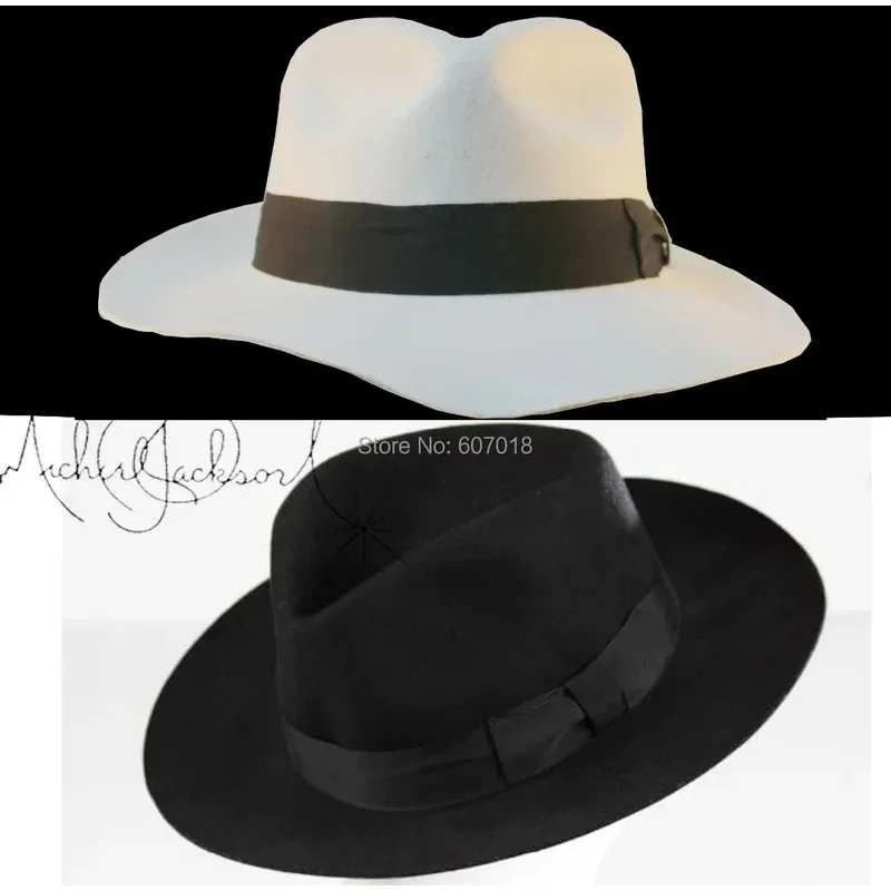 WOW 2 шт. MICHAEL JACKSON Белые и черные шляпы Fedora Smooth Criminal & Billie Jean Classic Fedora с именем