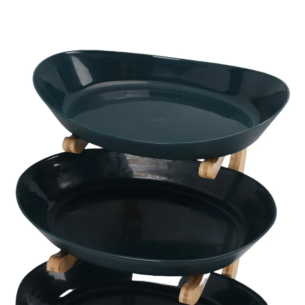 Bamboos Fruit Stand Oval Tray Shape Multi Layer Basket Stand Detachable Design Stable Base Serving Stand Snack Serving