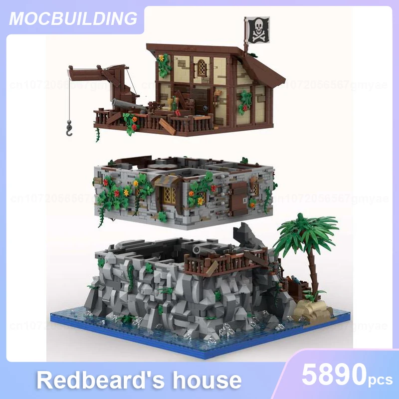 Skull Island con Redbeard House Model MOC Building Blocks fai da te assemblare mattoni architettura Display giocattoli di natale regali 5890 pezzi