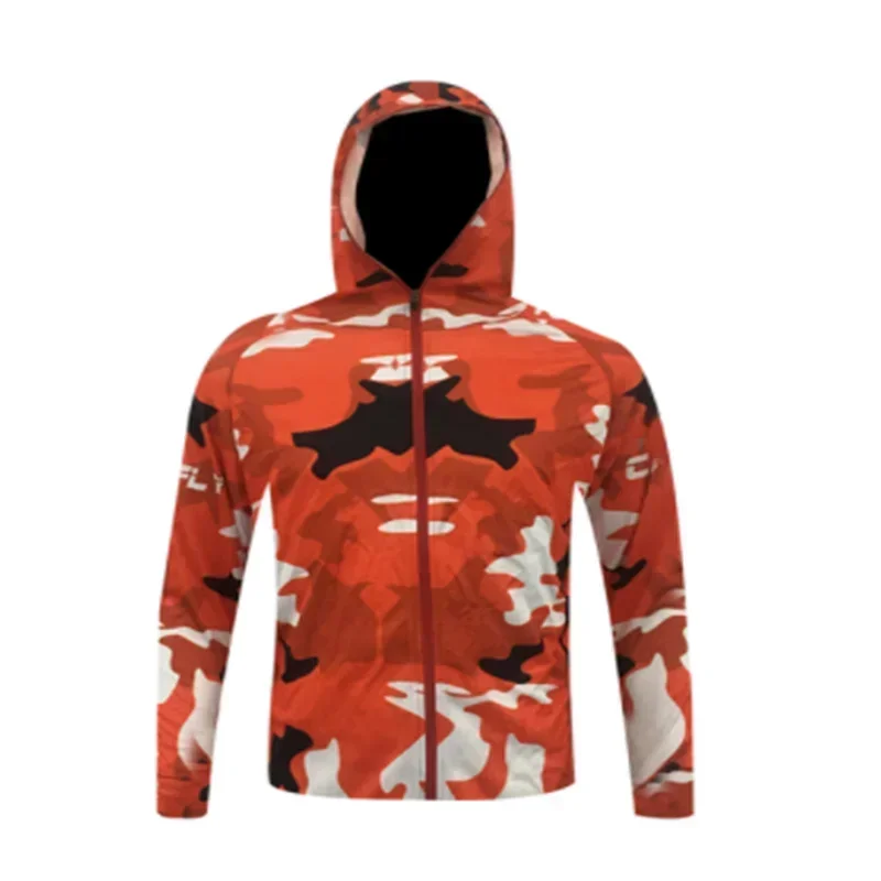 في الهواء الطلق قميص رياضي 2023 جديد الرجال الحماية من الشمس مقنعين ملابس الصيد مع سحاب المضادة للأشعة فوق البنفسجية UPF 50 + تنفس ملابس الصيد #2