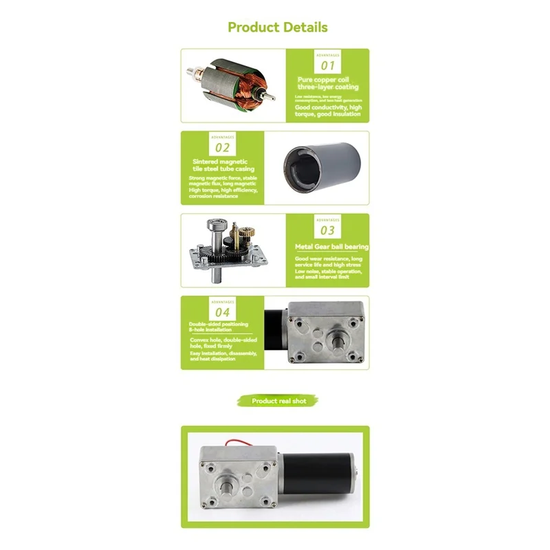 AD-5840-31ZY Turbo Worm Encoder Micro DC Reductiemotor Zelfsluitende Snelheidsregeling Kleine Motor 24V 24V40RPM