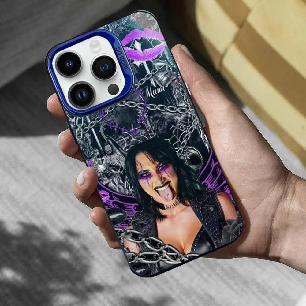 Funda de teléfono R-Rhea R-Ripley Wrestler para iPhone 16,15,14,13,12,11, Mini,Pro,SE,MAX, funda de silicona mate azul