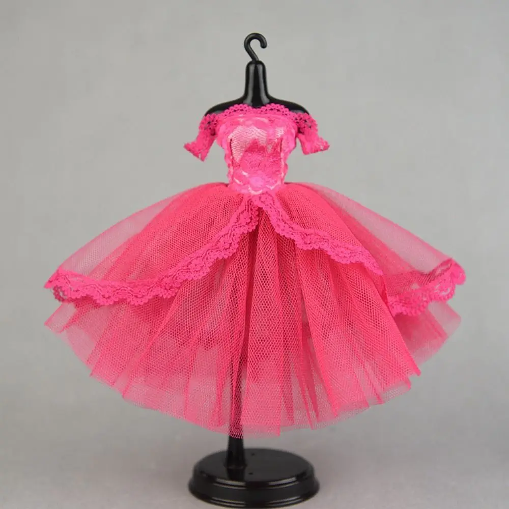 Dress Up Doll Dress Evening Party Tutu Dotted Lace Dolls Clothes Mini Black Multilayer Doll Princess Dress Doll Accessories