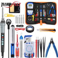 90W Electric Soldering Iron Set Digital Display Adjustable Temp Auto Sleep Solder Iron Protable Multimeter Repair Welding Tools