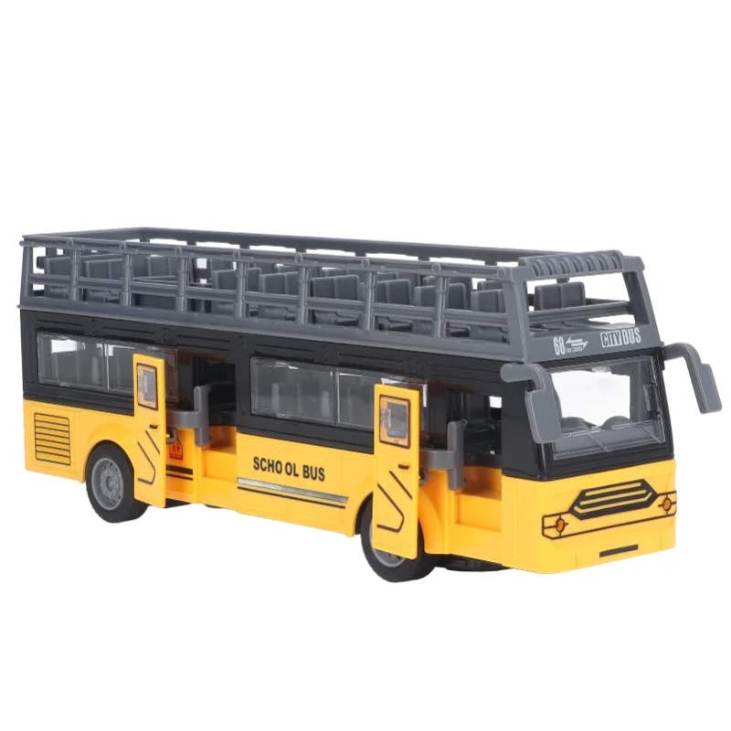 حافلة التحكم عن بعد الإلكترونية 4 قنوات فتح الأبواب وظيفة تسريع RC حافلة ذات طابقين QH204 7 حافلة مدرسية #3