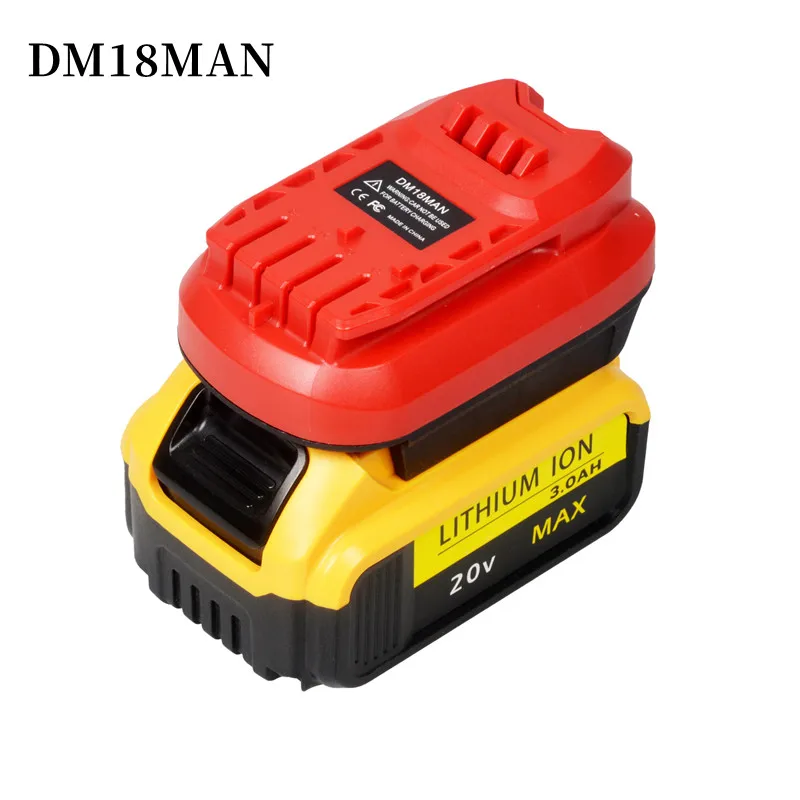 Battery Adapter For Craftsman 20V Cordless Tools,DM18MAN Adaptor For Dewalt 20V/MilWaukee 18V Li-On Battery Convert