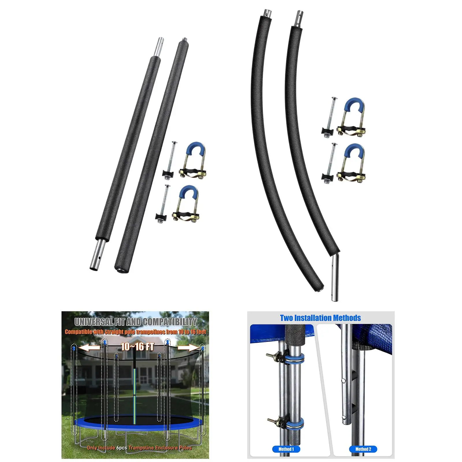 Two Section Trampoline Poles with Foam Cover, with Padding Foams Parts Direct Replaces for Kids Trampoline Outdoor Indoor Yard view 5