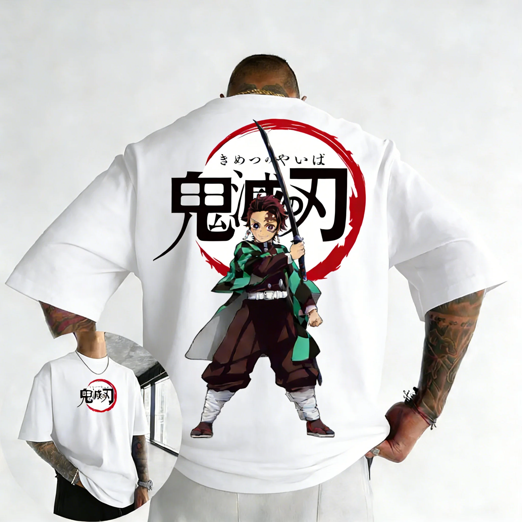 

Demon Slayer Anime Tanjiro Printed Heavy Cotton T-shirt 2026 Unisex Summer New Street Hip Hop Loose Casual Y2K Comfortable Top