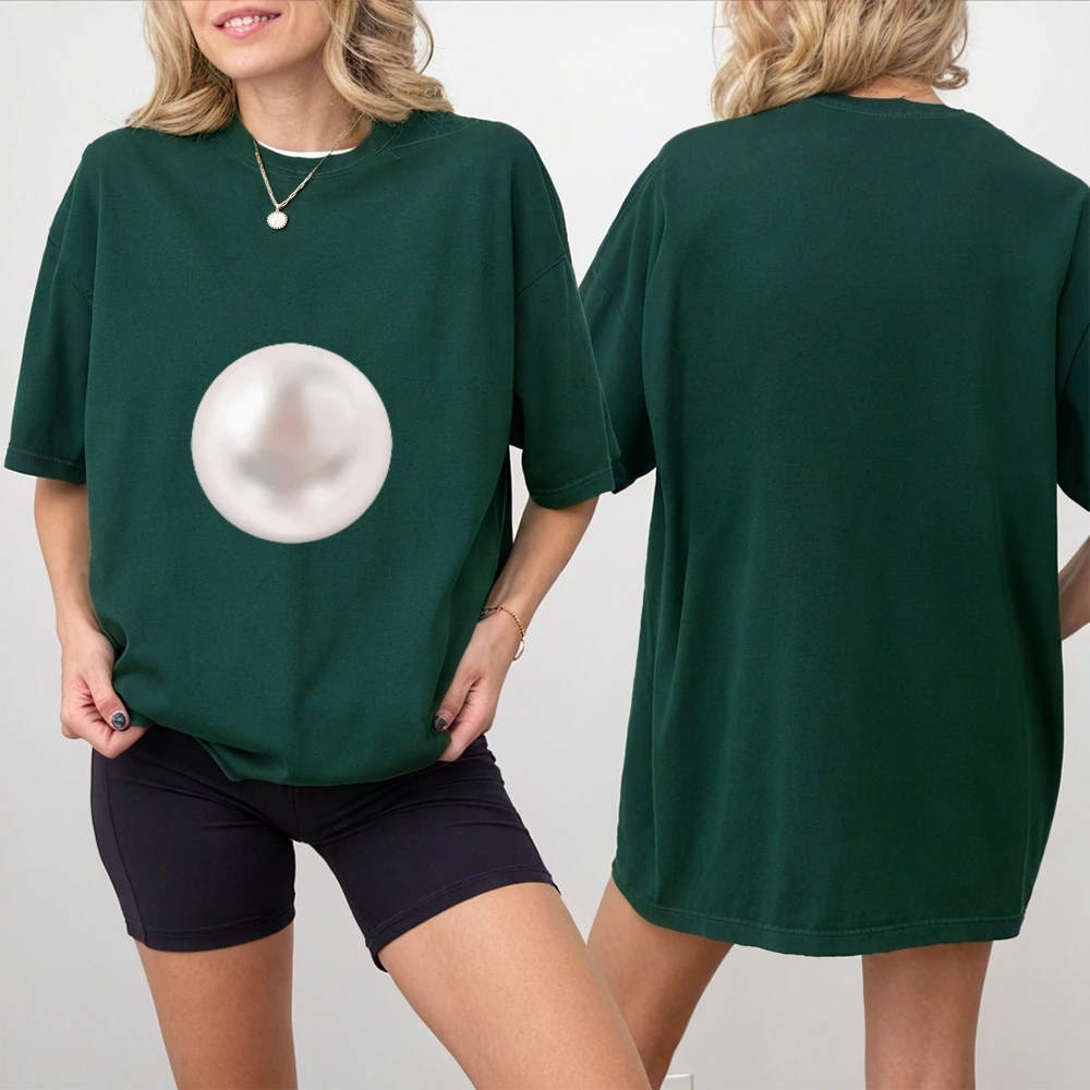 

Женский хлопковый топ Cutecore Y2K, простой белый круглый принт, стильный хлопковый топ с короткими рукавами, дышащая ткань, удобная летняя одежда