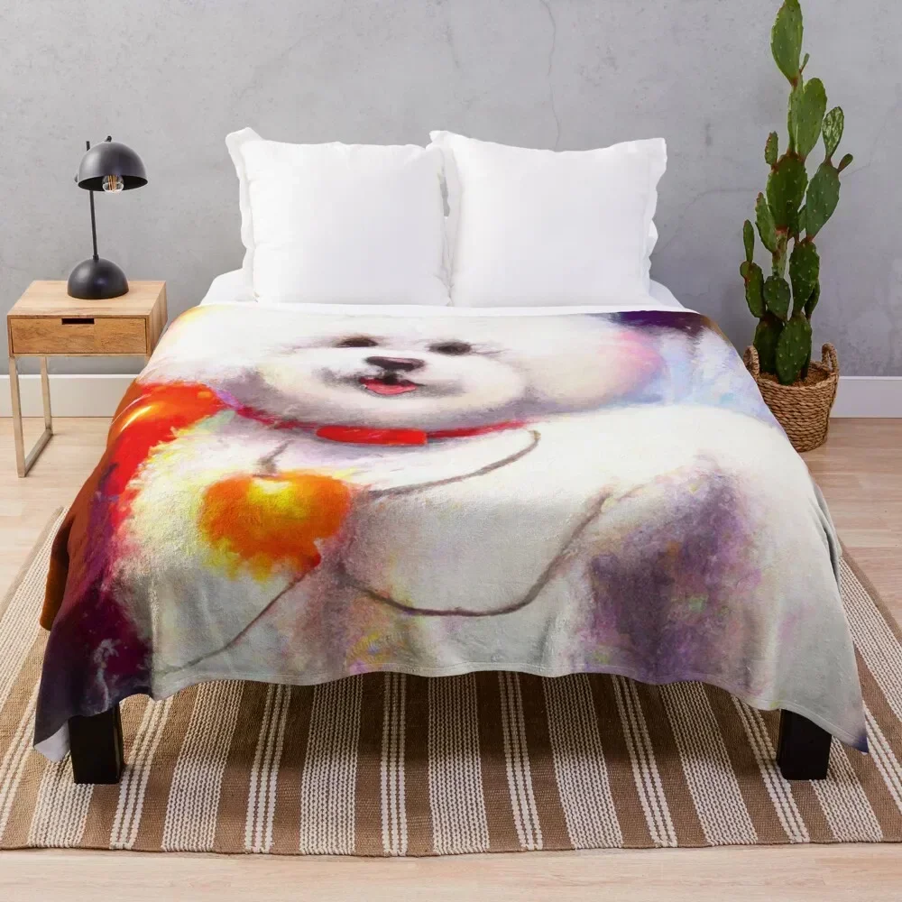 

Cute Bichon Frisé Drawing Throw Blanket Thin Luxury Thicken Bed linens Luxury Blankets