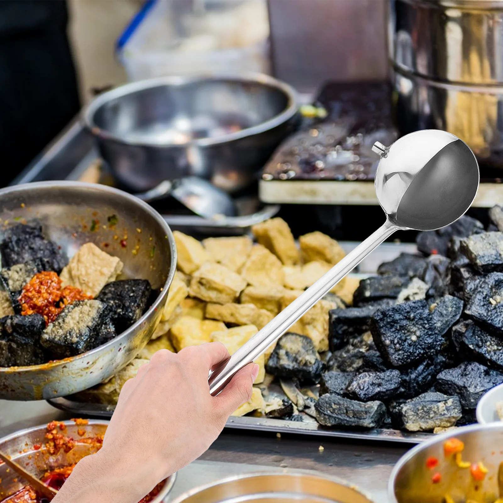 

Stainless Steel Gravy Ladle Long Handle Sauce Pouring Spoon Dishwasher Safe Kitchen Tool For Soup Oil Shrimp Paste