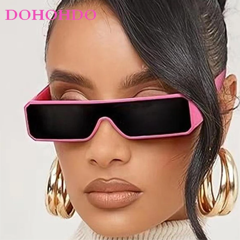 Trend Y2K Sunglasses Women Men Fashion Designer One Piece Small Square Hip Hop Punk Glasses Outdoor Driving Shades Eyewear UV400