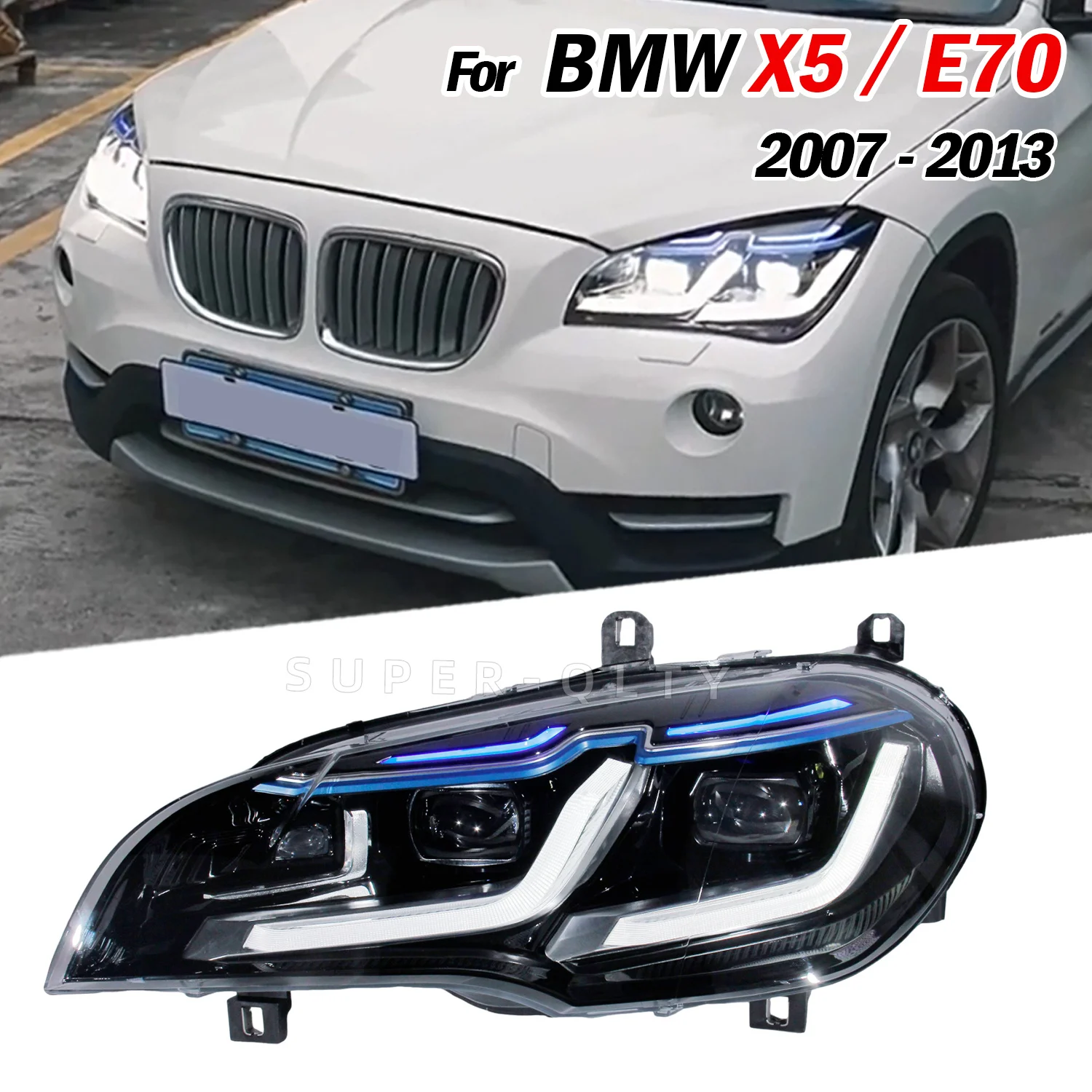 

Для BMW X5 E70 светодиодные фары 2007-2011 оригинальные автомобильные ксеноновые фары для нового DRL динамический указатель поворота светодиодные фары