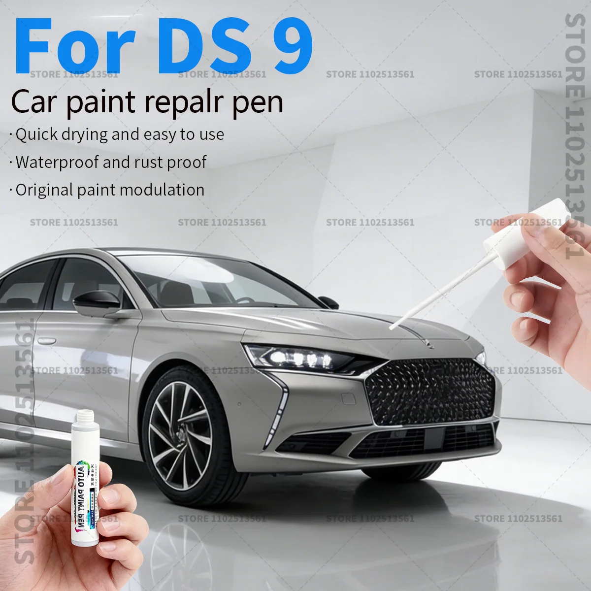 

Ручка-корректор для ремонта автомобильной краски для DS 9 2020-2025: аксессуары для устранения царапин, цвета: жемчужно-белый, черный перла нера, платиновый серый, синий