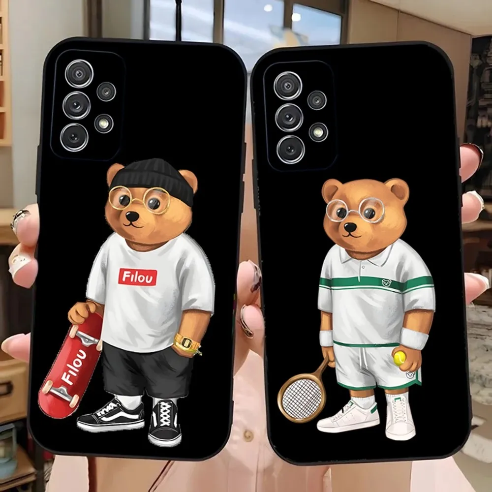 جراب هاتف Filou Bear لسامسونج غالاكسي ، غطاء أسود ناعم ، أزياء B-Baron ، A13 ، A21s ، A22 ، A31 ، A32 ، A52 ، A53 ، A71 ، A80 ، A91