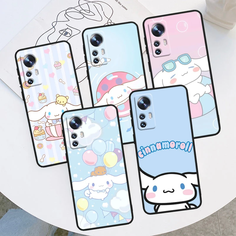 

Cartoon Cinnamoroll Cute For Xiaomi Mi 14 13 12T 12S 12X 12 11i 11X 11T Ultra Pro Shockproof Soft TPU Black Phone Case