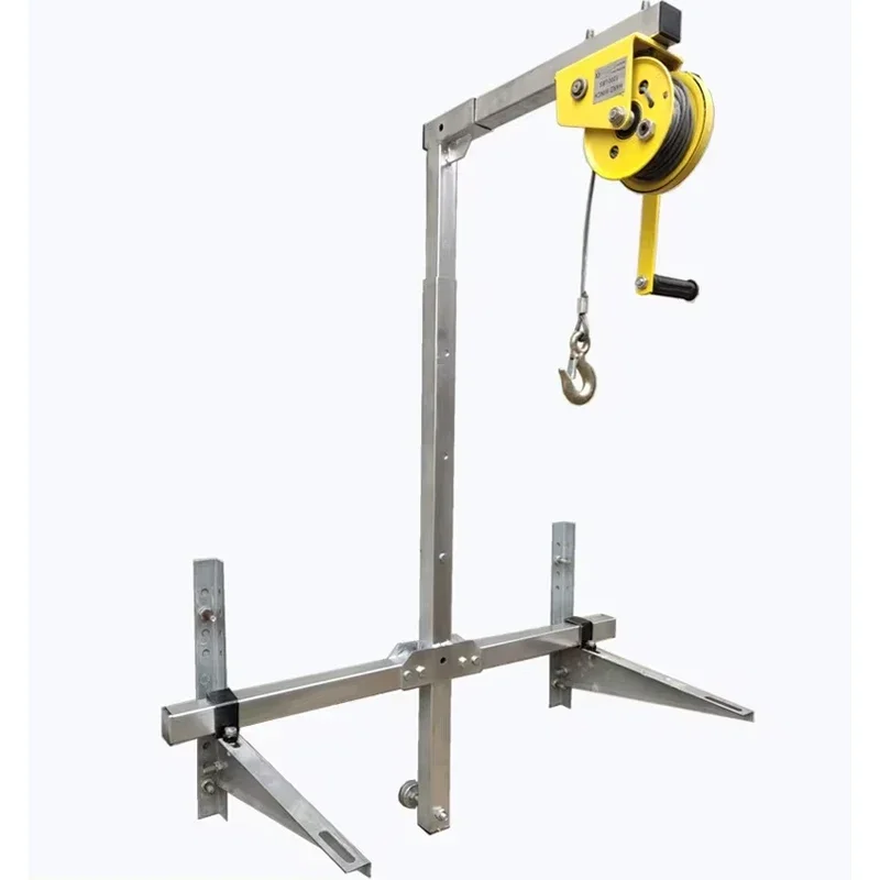 Portable Mini Crane Side Swing Rotating Lifting Device High Altitude Hoist Tool For Outdoor Air Conditioner Unit Installation