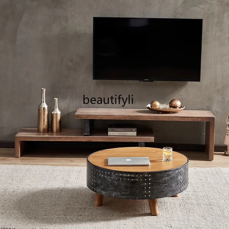 Retro Iron Art Coffee Table round Coffee Table B & B Personalized Coffee Table Small Apartment Side Table