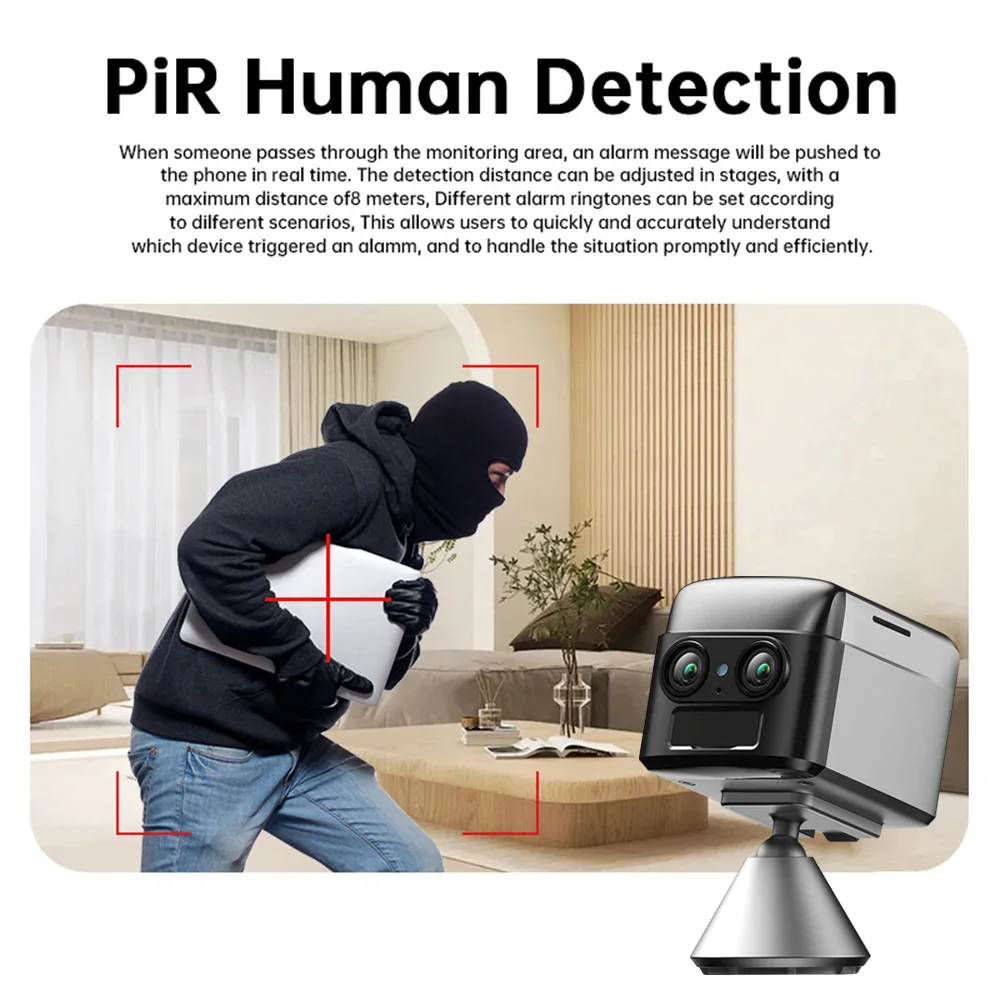 Wifi Security Mini Camera 4G Dual Lens 6X Zoom Webcam 2 Way Audio Baby Monitor Night Vision Wireless Home Surveillance Cameras