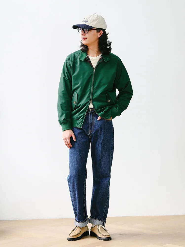 

Harringon G9 Jaet American Retro Ameika Hard Gentleman Plaid Windbreaker Coat MBBCAR Narrow Youth Autumn Winter Polyester